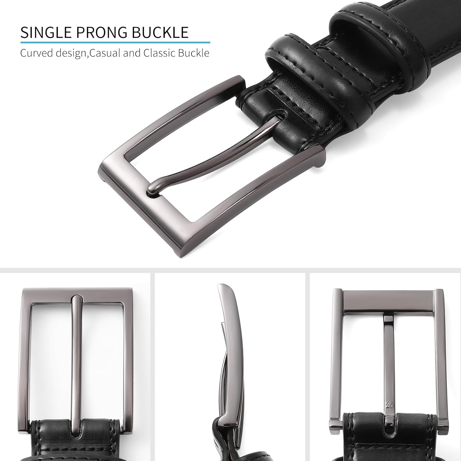 SENDEFN Men's Leather Jeans Belt for Dress Casual Trim to Fit 1.4" Wide with Gift Box - Image 3