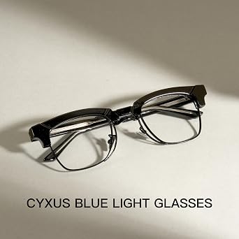 Cyxus Browline Frame Glasses Blue Light Glasses for Men Women UV Protection Lightweight Computer Glasses for Screen(8557T01 Black)