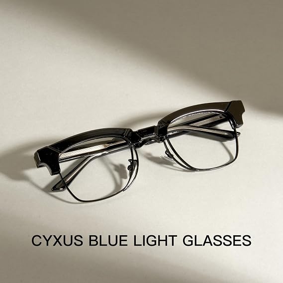 Cyxus Browline Frame Glasses Blue Light Glasses for Men Women UV Protection Lightweight Computer Glasses for Screen(8557T01 Black)