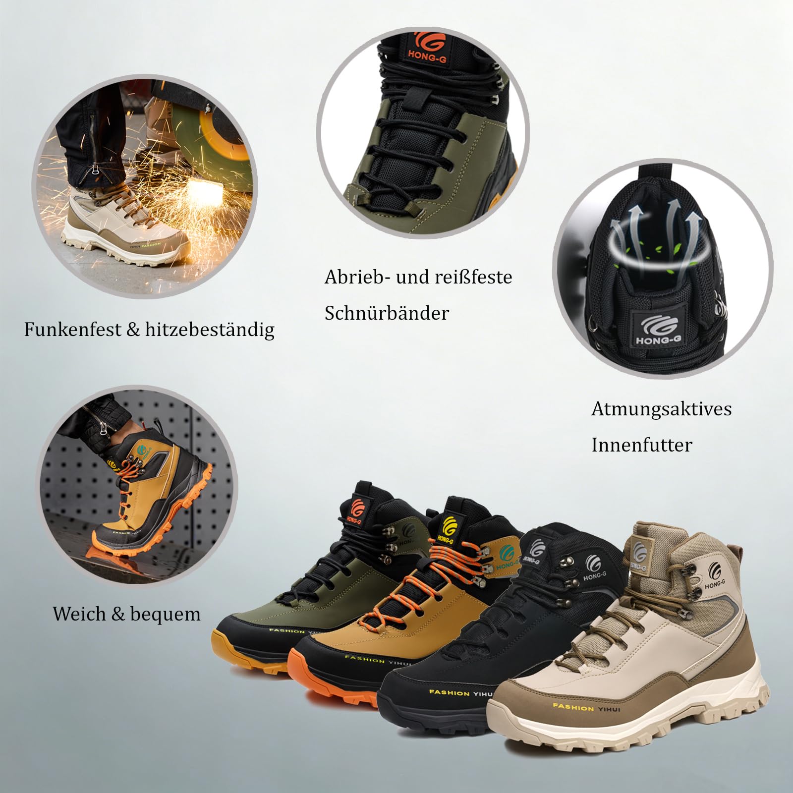 Zapatos de Seguridad para Hombre Mujer Botas de Trabajo Ligero Calzado Trabajo con Punteras de Acero Antideslizante Impermeables