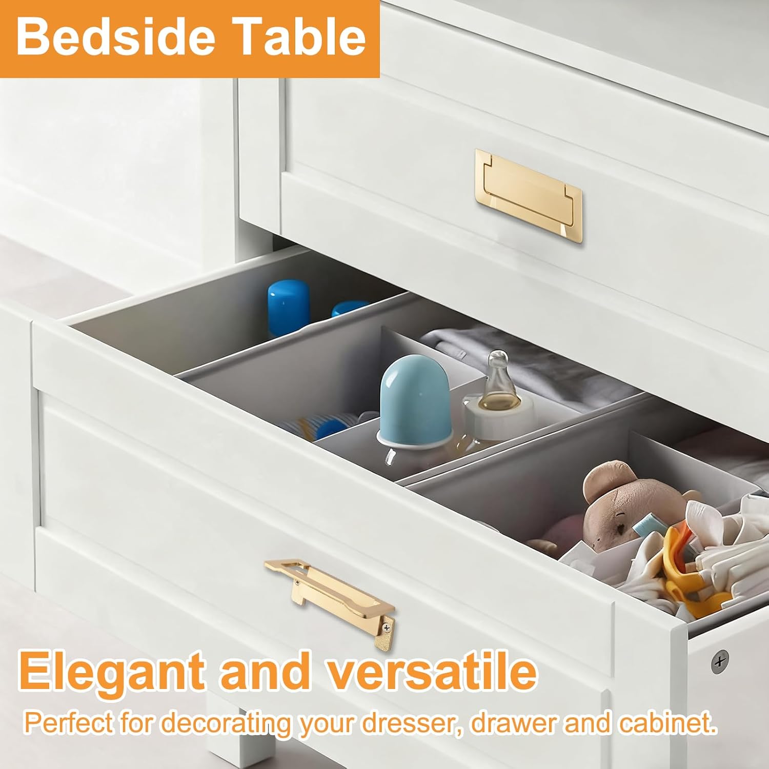 MOROBOR 8 Pcs Pocket Doors Drawer Handle, Flush Pull Hidden Concealed Furniture Handles with Screws Zinc Alloy Trap Door Knobs for Cabinets Closets Drawers Hole Center 96mm (Pearl Gold)