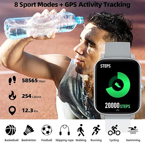 Miniatura 4 de MVEFOIT Reloj inteligente (recepción de llamadasmarcación), reloj de fitness, relojes inteligentes de 1.7 pulgadas para mujeres y hombres con