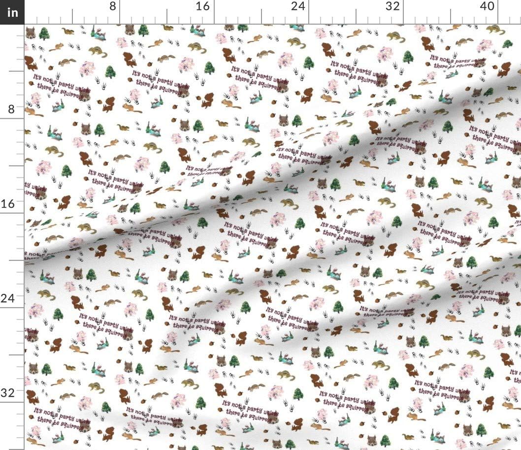 Spoonflower Fabric - Squirrel Party Animal Rodent Acorn Nature Printed on Petal Signature Cotton Fabric by The Yard - Sewing Quilting Apparel Crafts Decor