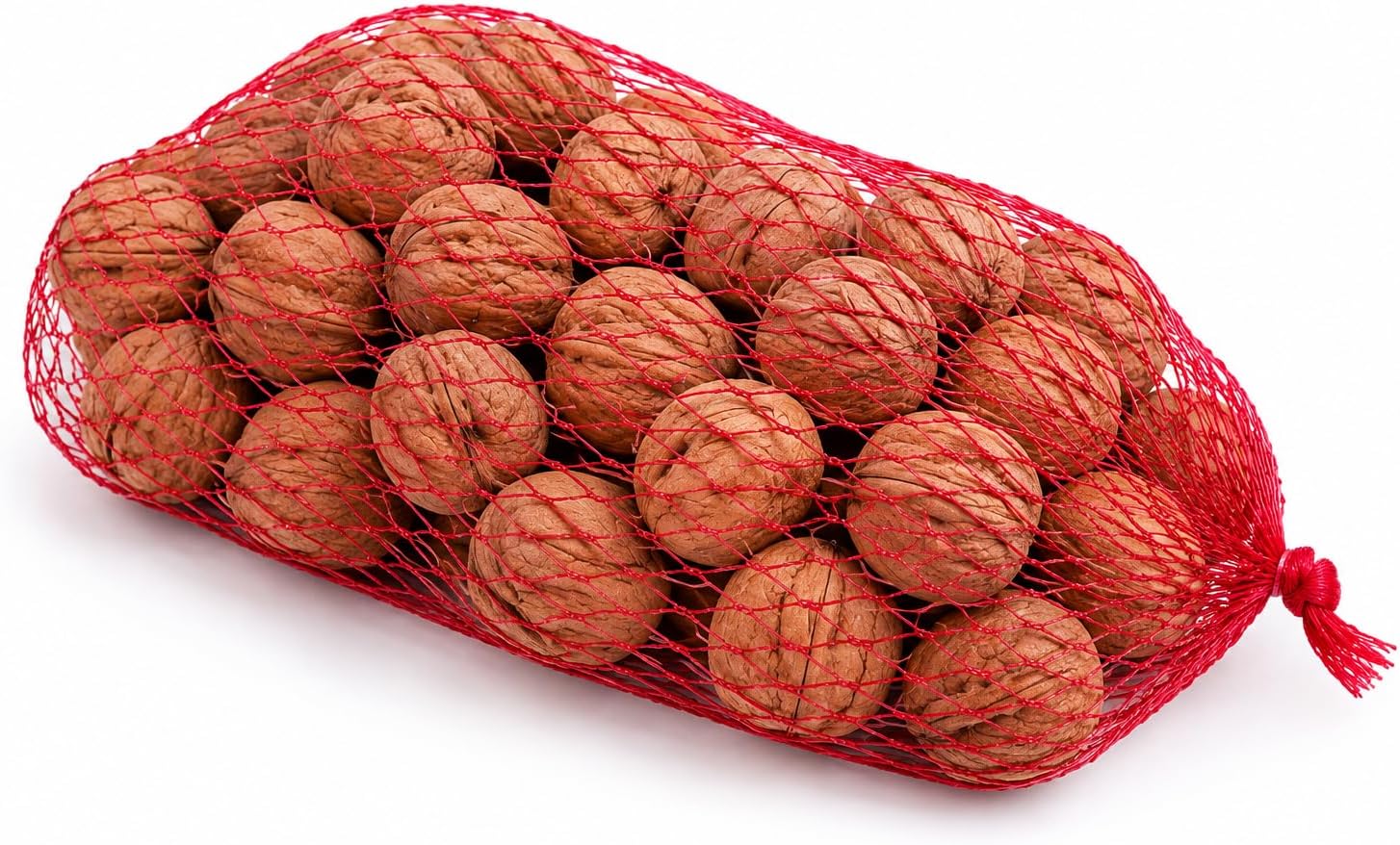 100 pcs Red Net Mesh Bags 25", for Produce, Vegetables, Seafood | Reusable Netting, Farmstand, Grocery Store Mesh Net with Card