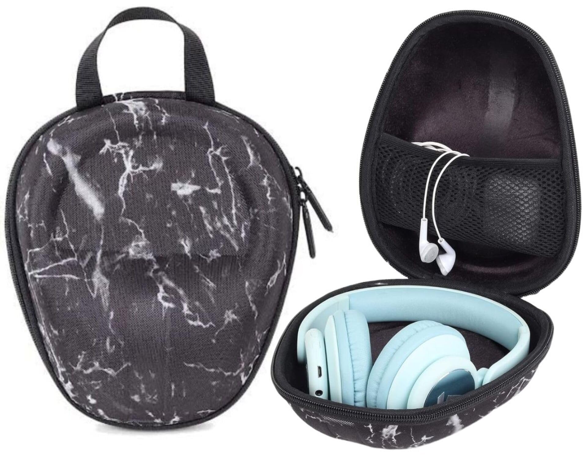 GadgetBite Headphone Carrying Case Earpads Storage Bag Headphone Pouch Portable Anti-Pressure Compatible with Boat 550/Sony WH C510/Flix X1/Sony CH710n/Hyperx Cloud Cases (Marble Design)-image-47