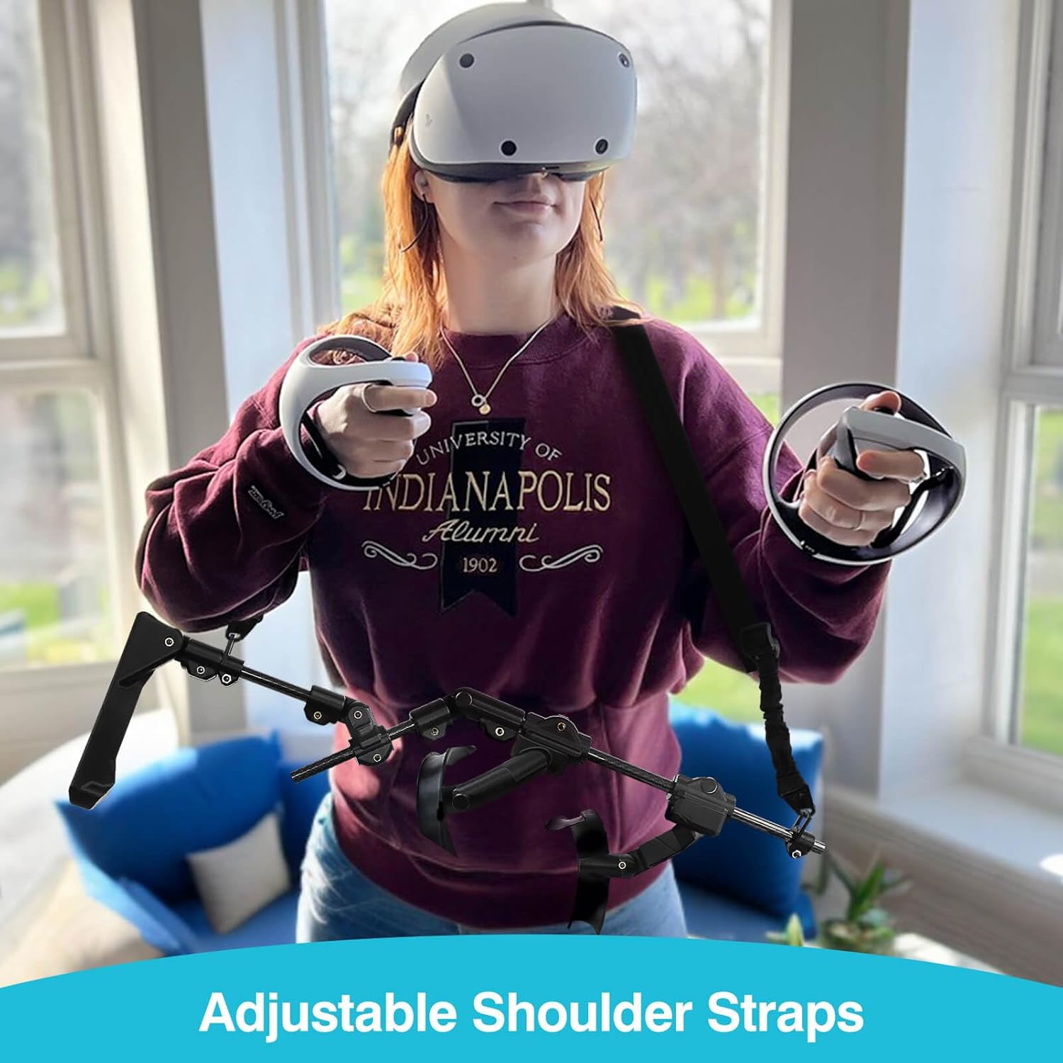 PECOOVR Magnetic Gunstock for PSVR2 Controller, Upgraded Adjustable Rifle Gun Attachment with Shoulder Straps for PlayStation VR2 Accessories, Enhance Pavlov Pistolwhip FPS Shooting Game Experience