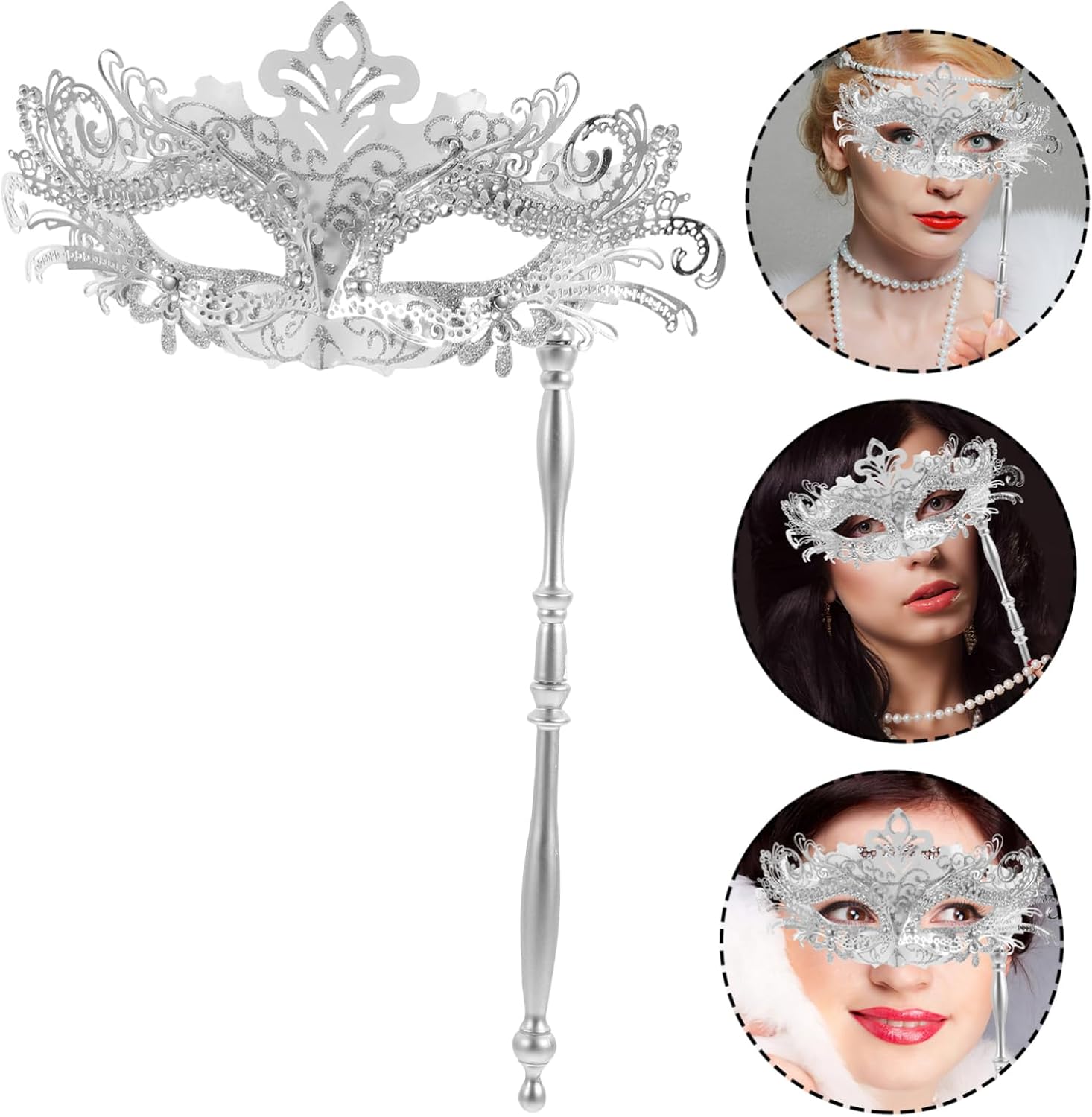 GARVALON Masquerade with Handheld Design Half-face Decoration for Parties Cosplay and Halloween Celebrations Lightweight and Elegant Accessory for Adults and Boys and