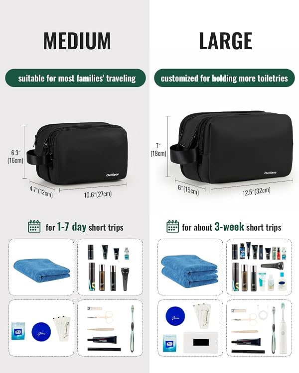 Chakipee Toiletry Bag for Men, Water-Resistant Dopp Kit with Dry Wet Separation, Large Capacity Travel Toiletries Organizer, Sturdy Shaving Bag for Bathroom Essentials, Gym & Business Trip, Black by Chakipee - Image 2