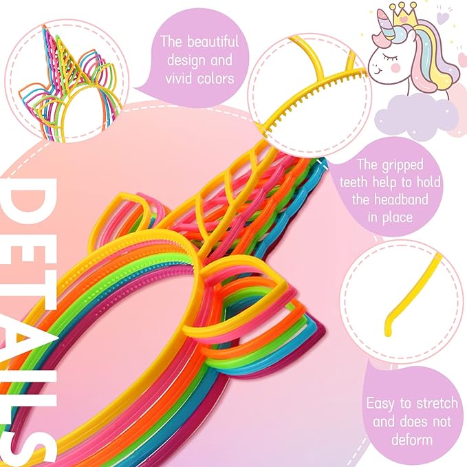 Zddaoole 24 Diademas de Unicornio Plástico para Fiestas miniatura 4