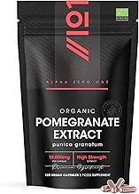 Organic Pomegranate Extract 10,000mg – 120 Vegan Capsules – Powerful 40:1 Extract from Punica Granatum – Resealable and Recyclable Bag by Alpha01