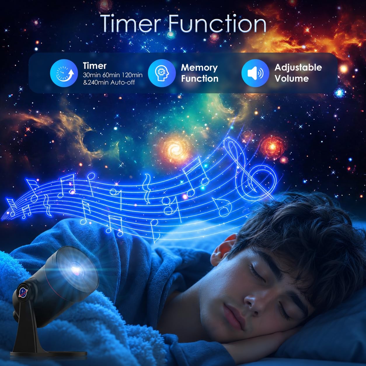 VanSmaGo Projecteur Ciel Etoile Galaxie, Galaxy Projector Pour Chambre à Coucher, Projecteur De PlanéTarium Hd NéBuleuse Rotative à 360° Avec Bouton RéGlable Et Minuterie Pour Les Enfants