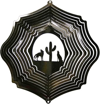 Stainless Steel Coyote - 12 Inch Wind Spinner, Black