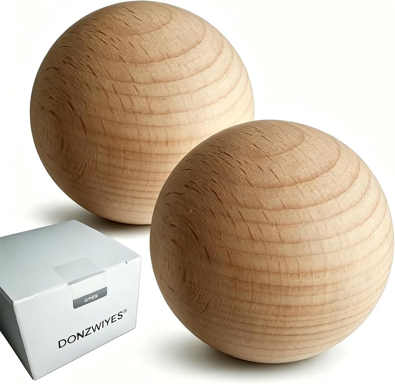 Bolas de bockey de madera para manejo y entrenamiento de palos (2 pulgadas, paquete de 2) | Bolas suecas de manejo de palos - Equipo de entrenamiento de Floorball de madera dura sin rebote para bolas de entrenamiento de hockey callejero