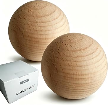 Swedish Stickhandling Balls - Hardwood No-Bounce Floorball Training Equipment for Street Hockey Training Balls 2 Inch Diameter 2-Pack