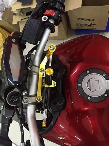 FXCNC Barra de control estabilizador de dirección CNC para motocicleta con kit de soporte de montaje compatible con MT-09 MT09 FZ09 FZ-09 (no