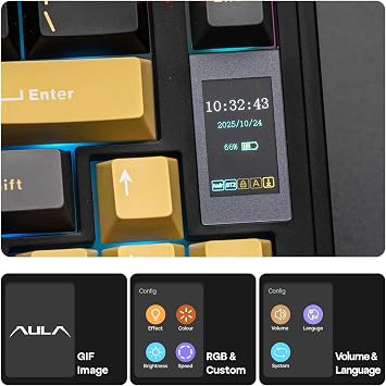 Compatible for EPOMAKER X AULA EA75 MAX 75% | Screen + knob. Hot-swap gasket. Tri-mode ANSI US.(LEOBOG Reaper Switch)