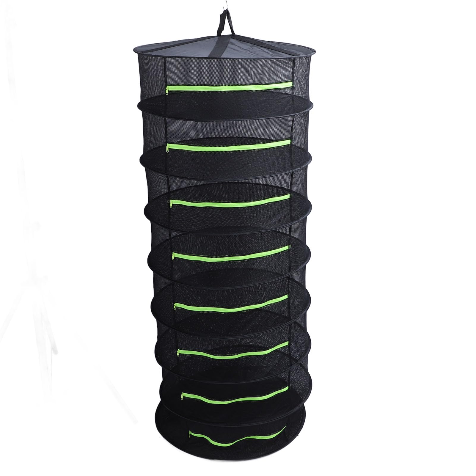 Stendibiancheria verde fluorescente in rete multifunzionale con copertura con cerniera per uso domestico e giardino, 1 unità (8 strati)