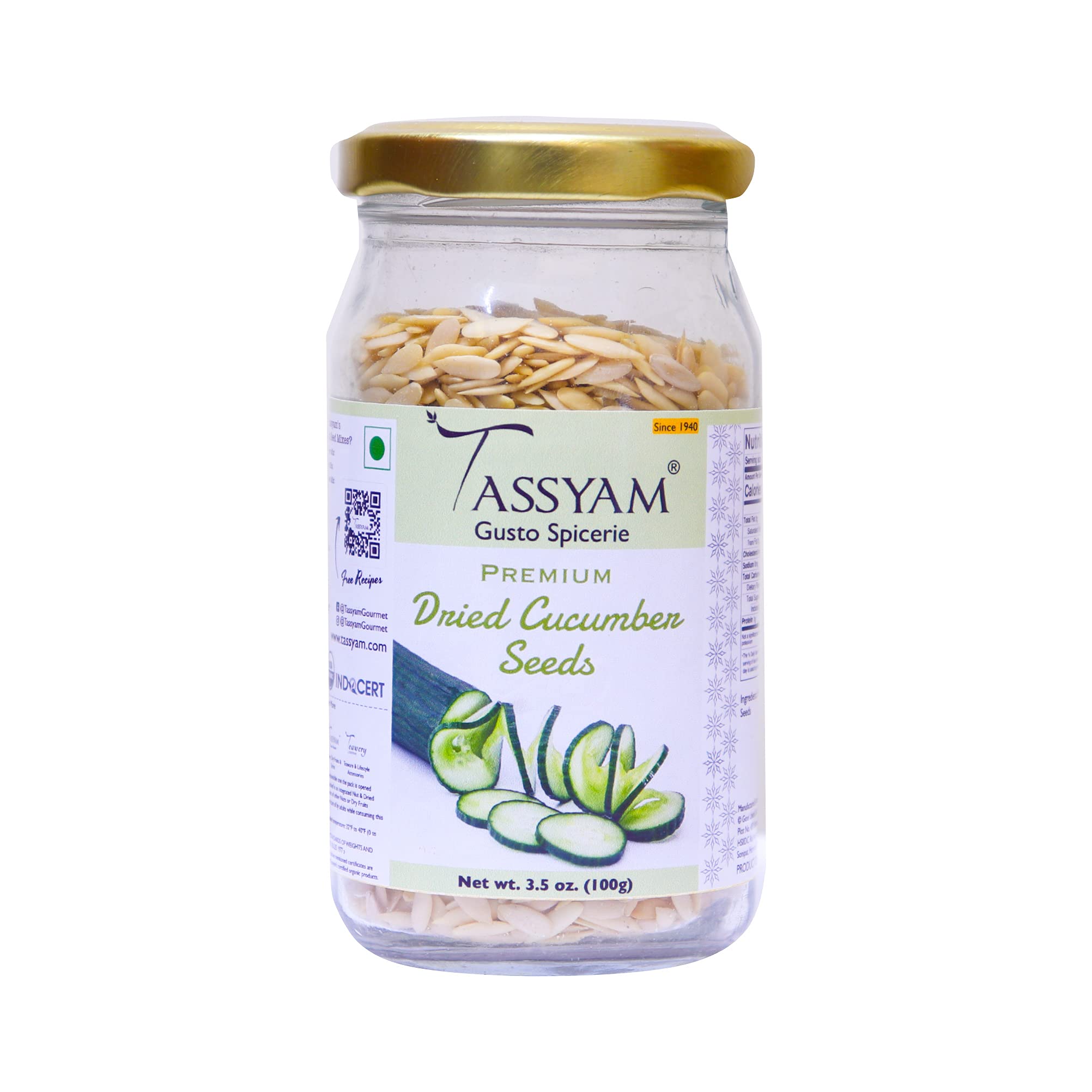 Tassyam Premium Dried Cucumber Seeds 100g Jar | Vitamins, Minerals and Less Calories (B097K834CF) Amazon Price History, Amazon Price Tracker