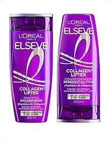 L´oreal Paris Elseve Collagen Lifter Shampoo Encorpador e Condicionador Redensifica os Fios 200ml Cabelos Encorpados e Volumosos