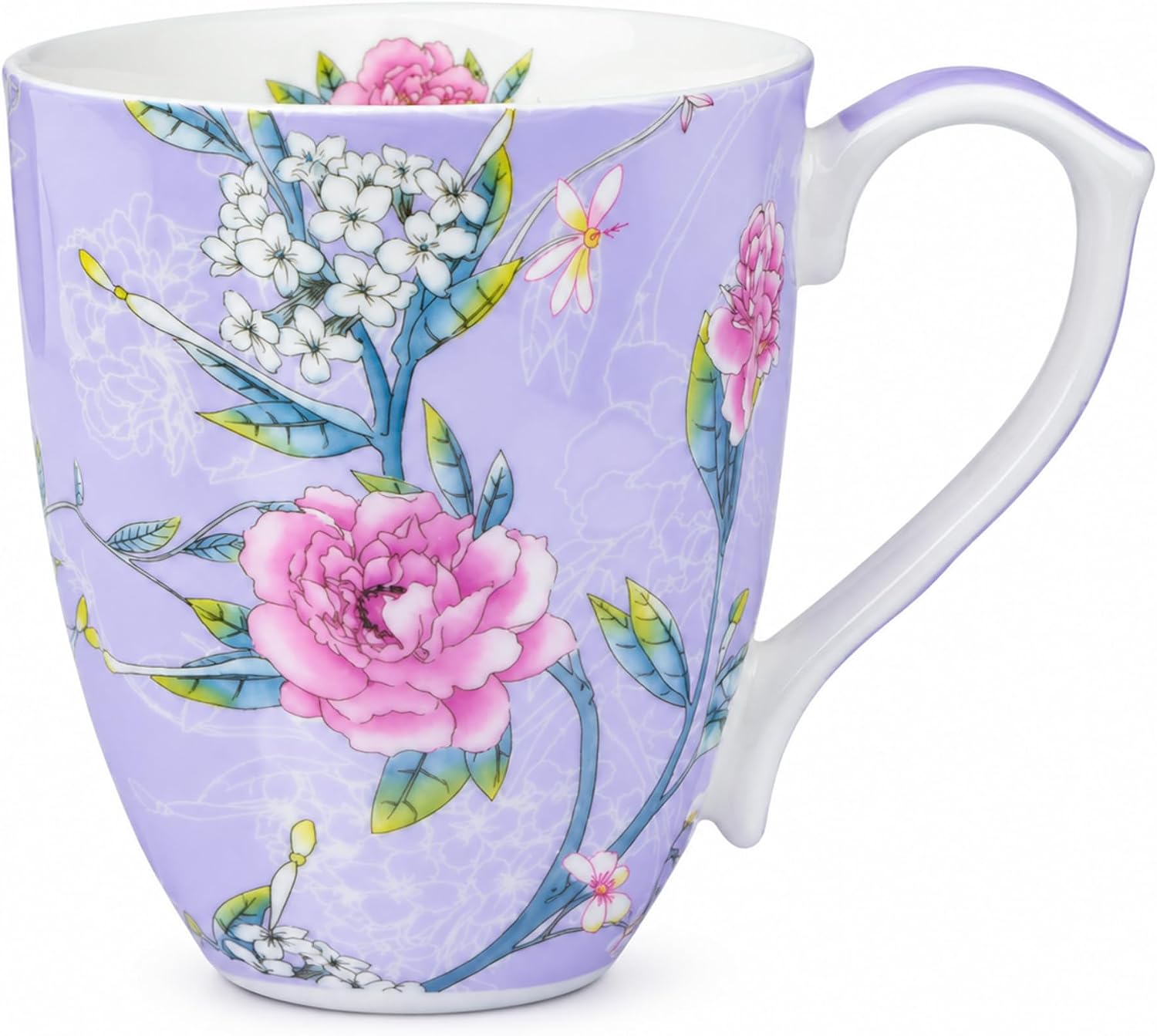 13oz Floral Bone China Mug for Tea and Coffee Lovers Daily Household Use