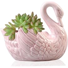 Succulent Plant Pot,Swan Flower Pot,Small Plant Pots,Multi-Function Candlestick Swan Ceramic Ornaments Jewelry Storage Box for Home Decoration9.5x9.8cm,Rosy