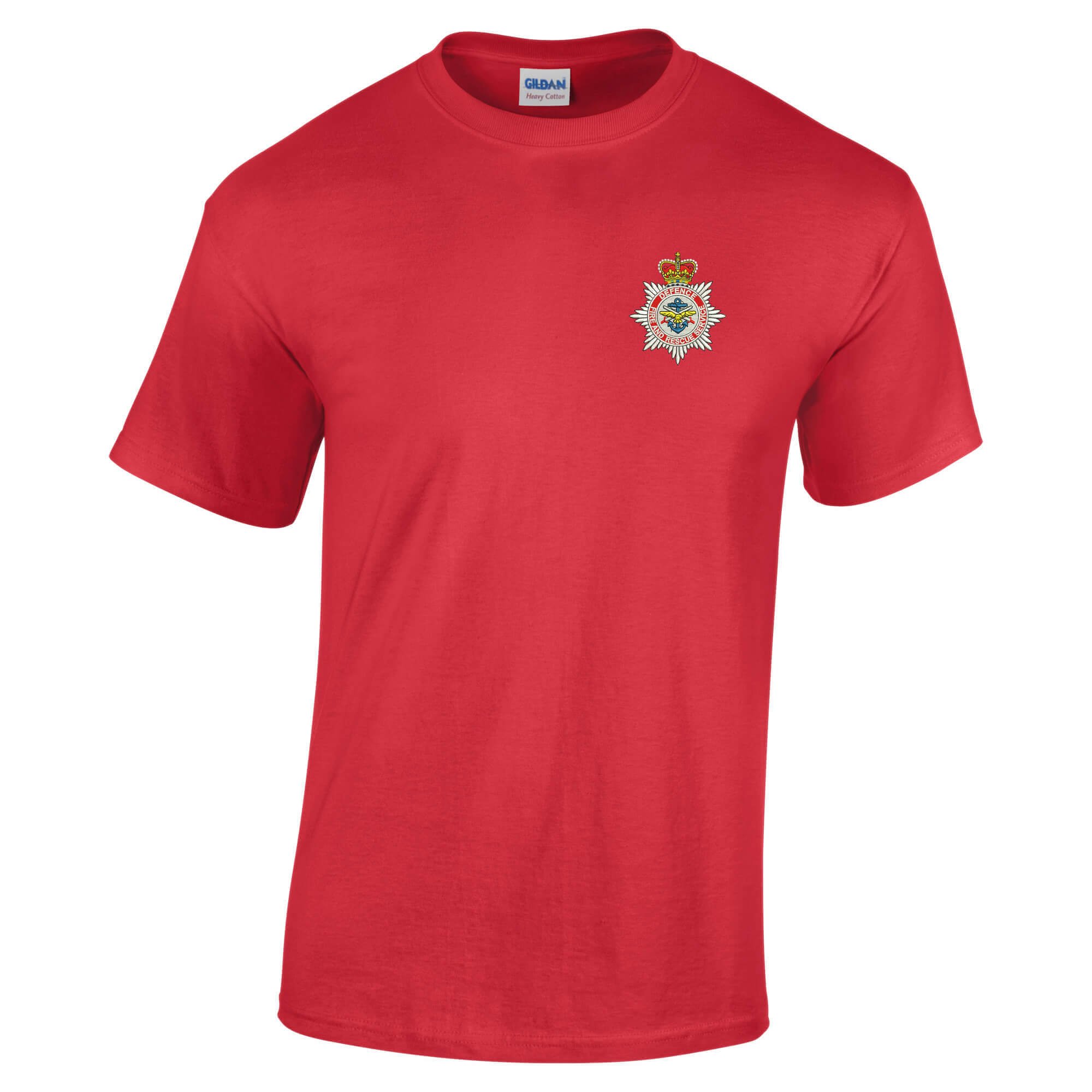 Pineapple Joe's Men's Red Defence Fire And Rescue Service Embroide T-Shirt - Large