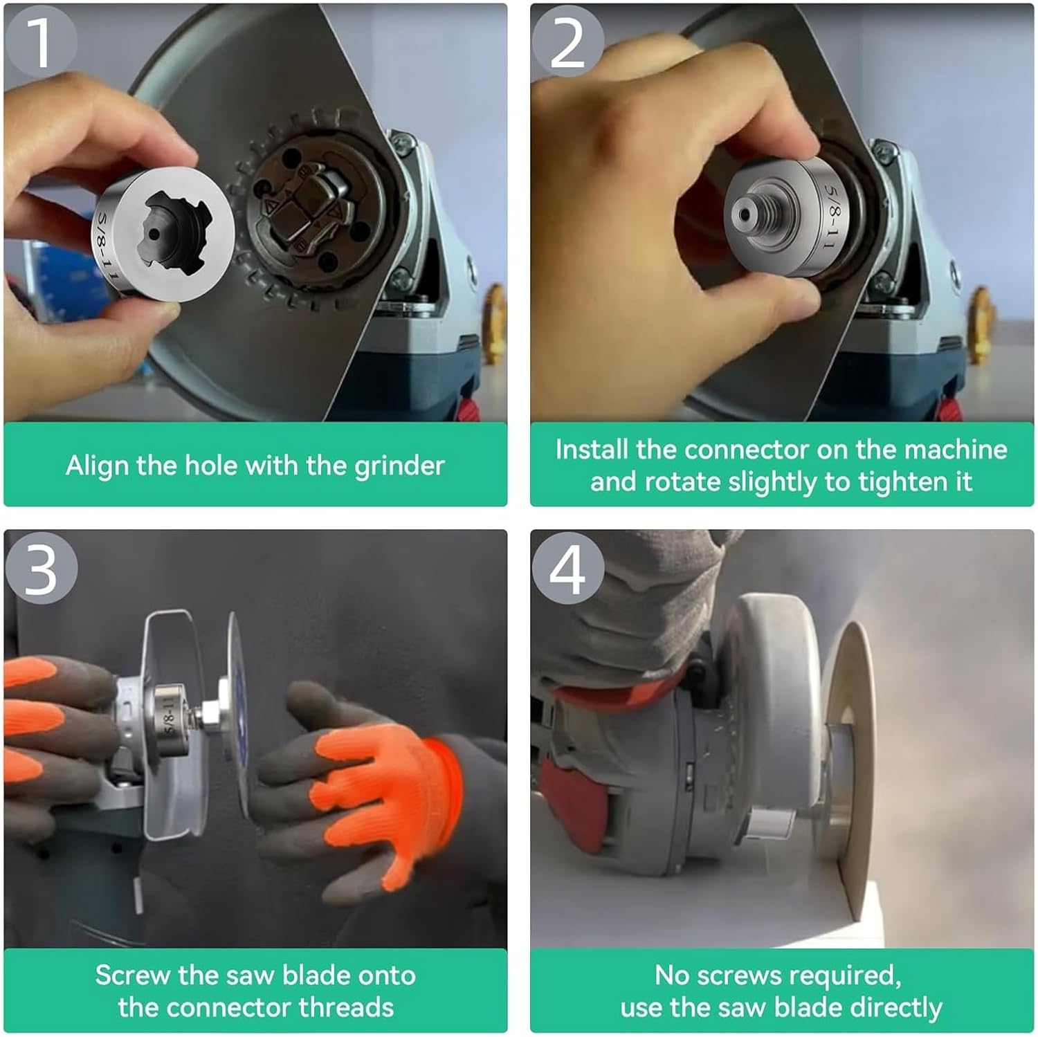 Angle Grinder Cutting Blade Adapter 304 Stainless Steel Angle Grinder Cutting Blade Bit Adapter for XLOCK (5/8-11)