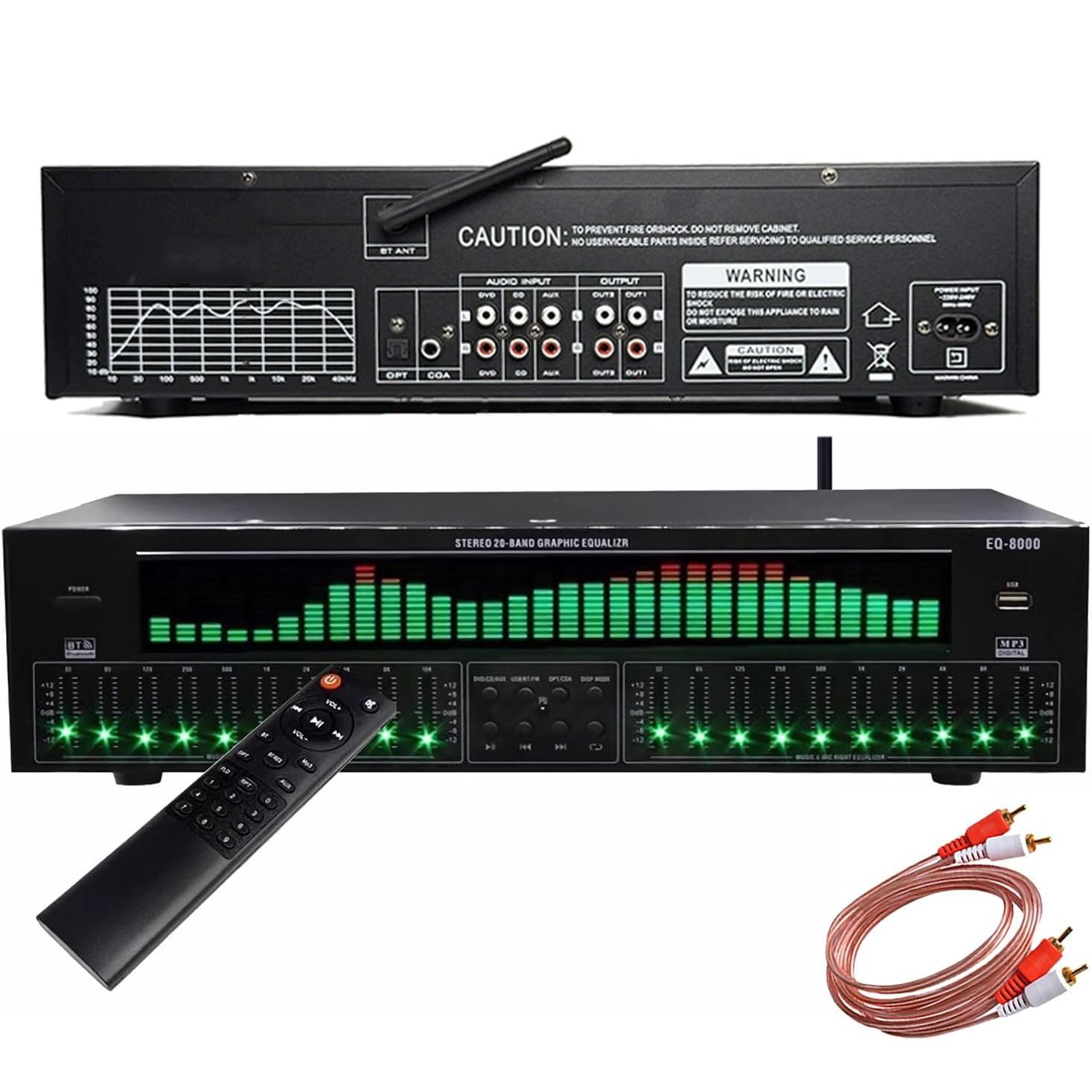 Korektor cyfrowy, stereo audio korektor graficzny, 31-pasmowy dynamiczny wyświetlacz spektrum, 12 wzorów rytmicznych, koncentryczne optyczne cyfrowe dekodowanie audio Bluetooth 5.4, redukcja szumów