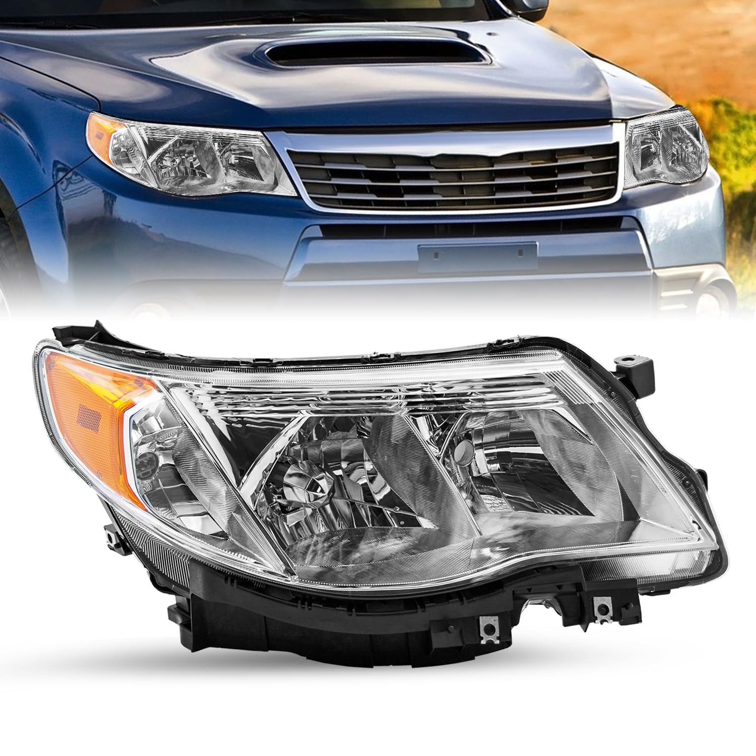 Faros Delanteros Negros Halogenos Para Subaru Forester 2009-2013 – Bryght, Reemplazo Directo, Certificación SAE