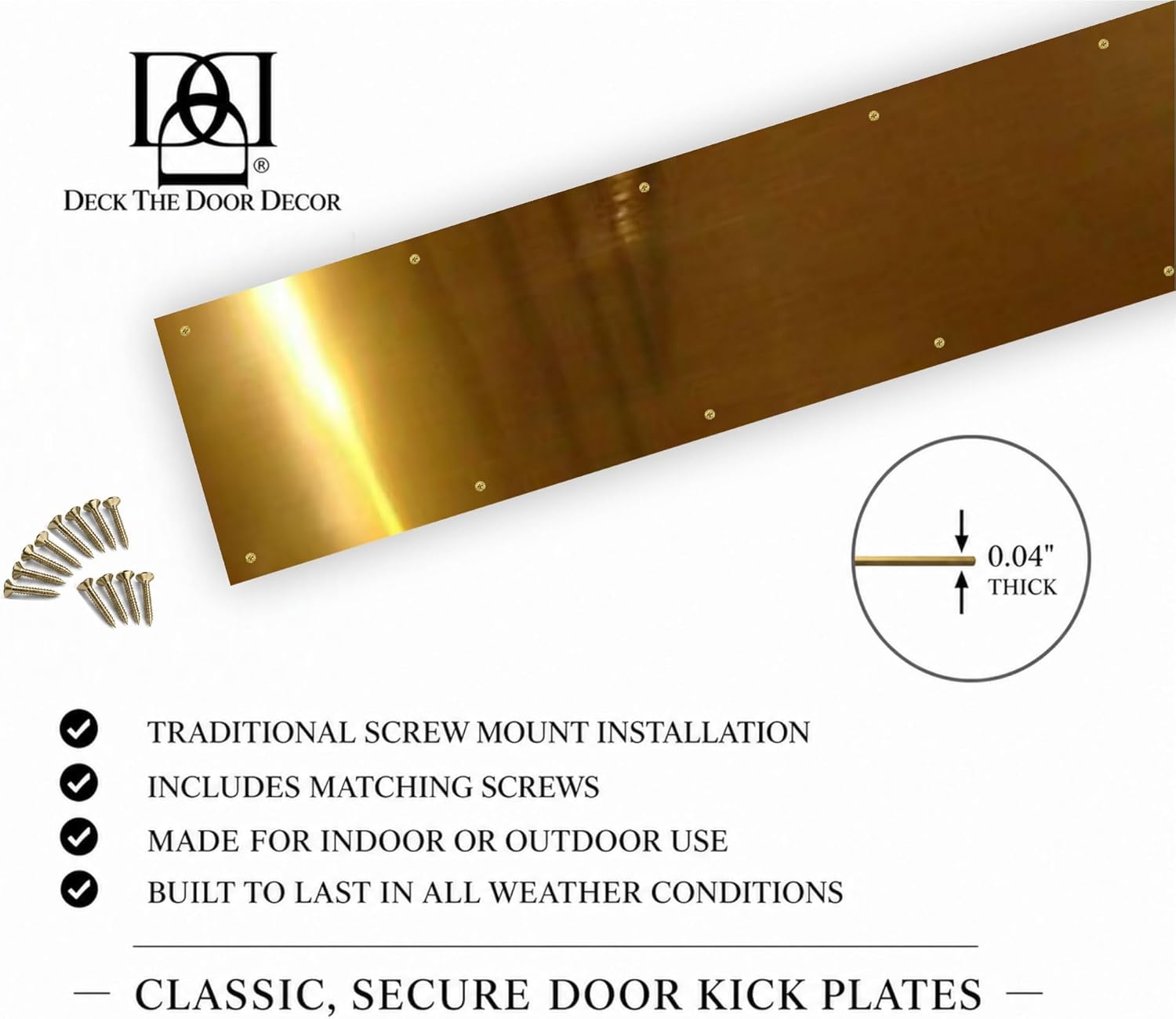 Deck the Door Decor | Door Kick Plate - Anodized Aluminum – Screw Mount – Satin Black, Satin Nickel, Shiny Brass & Oil Rubbed Bronze Finish – Many Sizes (8x30", Oil Rubbed Bronze)