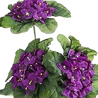 Vista 10 de Factory Direct Craft Arbustos de flores artificiales de seda violeta africana morada, paquete de 3 flores artificiales individuales de poliseda