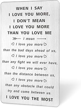 CGBOOM Wallet Insert Card Gifts Anniversary Idea Present Long Distance Relationship for Women Men Boyfriend Husband Wife Valentines - When I Say I Love You More, I Love You Most