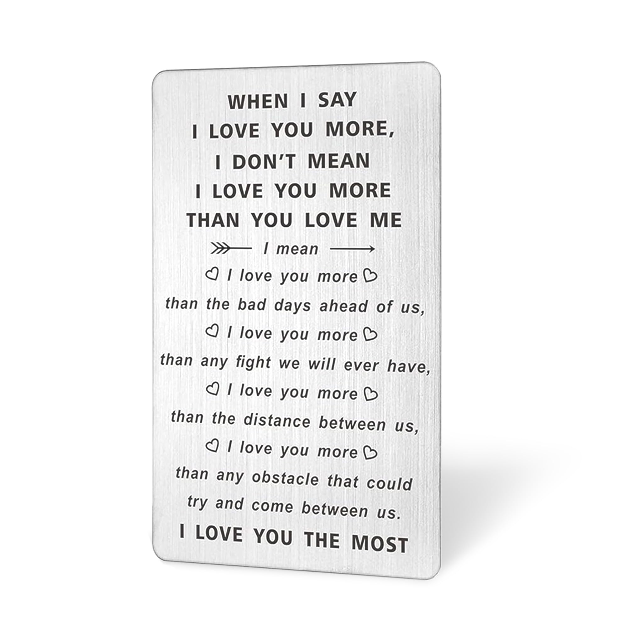CGBOOM Wallet Insert Card Gifts Anniversary Idea Present Long Distance Relationship for Women Men Boyfriend Husband Wife Valentines - When I Say I Love You More, I Love You Most