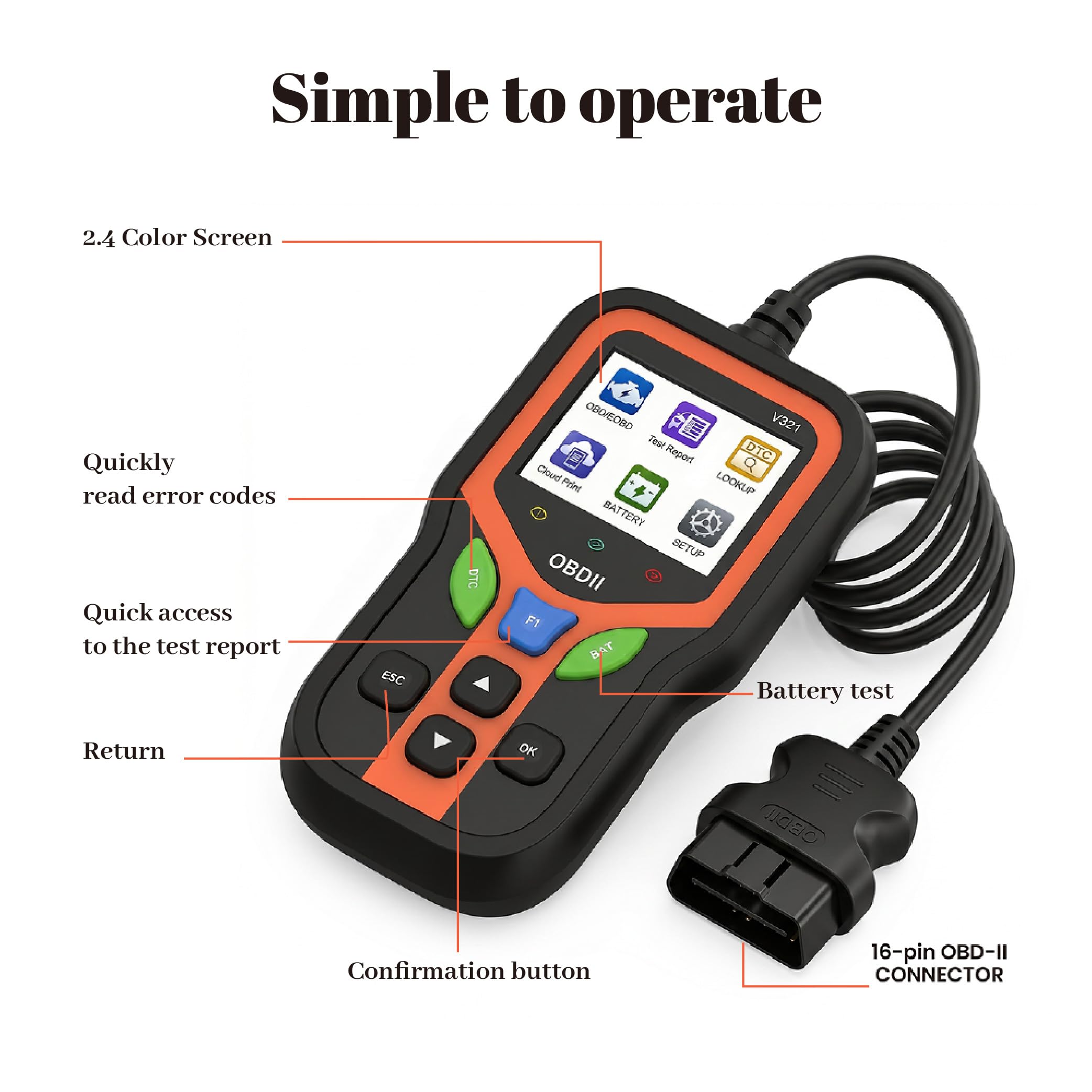 OBD2 Auto Diagnostica per Opel Astra H Abzeichen Zafira B Astra Corsa D 2000-2024 2025+, Plug And Play, Solo per Diagnosi e Cancellazione Codici Reset e Programmazione Non Supportati