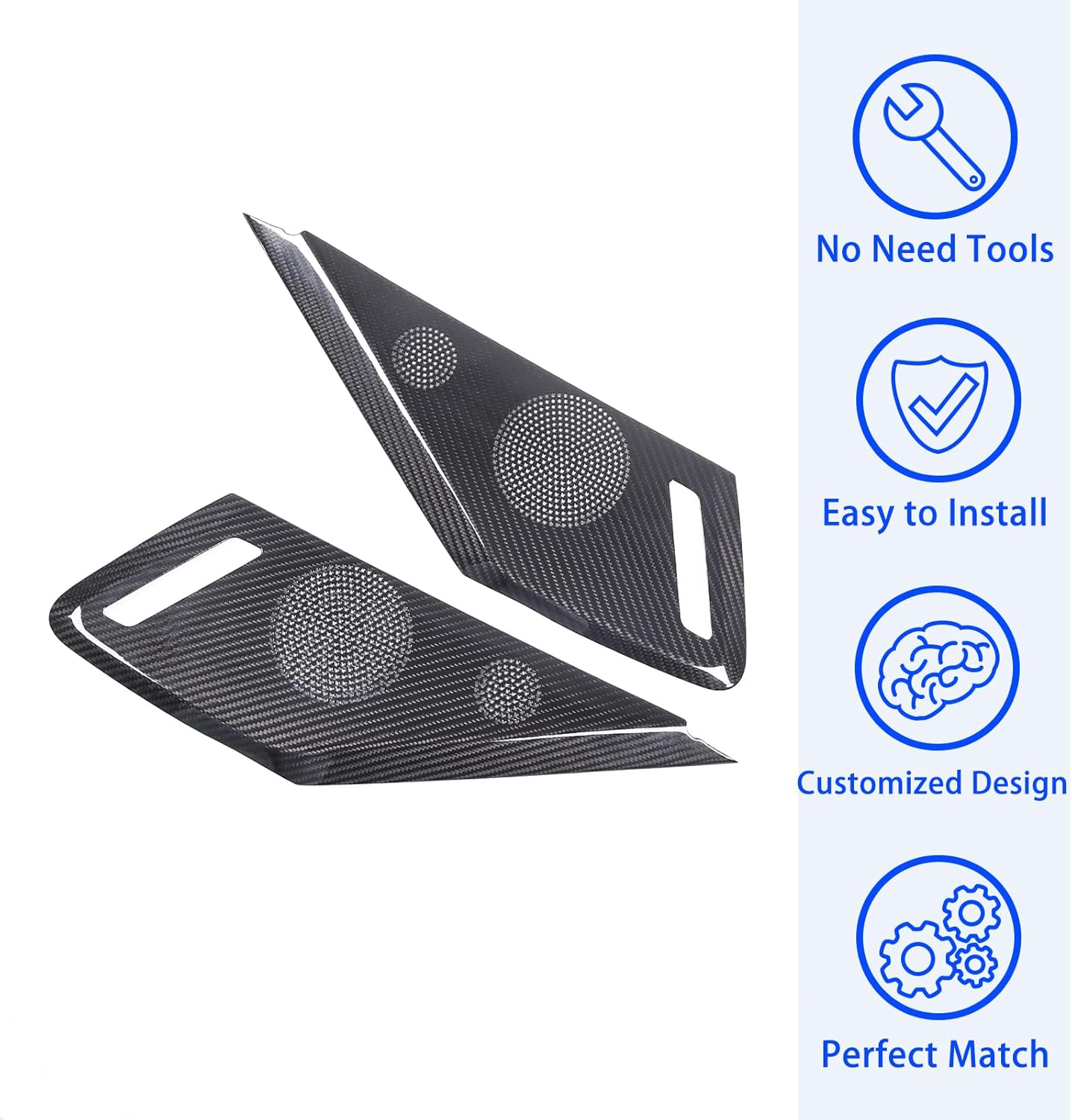 TOYCIDFG Door Inner Panel Speaker Cover Trim Compatible with C8 Corvette 2020-2025 Z06 Z51 Carbon Fiber Car Interior Decoration Accessories (Big Speaker Cover - high Configuration)