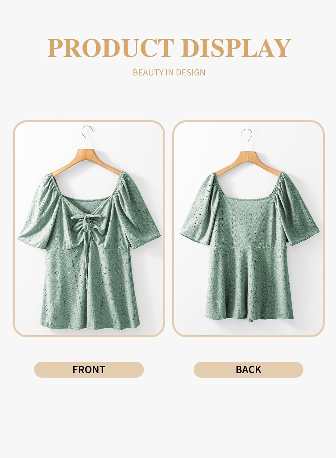 Eytino Womens Plus Size Tops Sweetheart Neck Short Sleeve Eyelet Embroidery Summer Loose Peplum Shirts(1X-5X) - Image 4