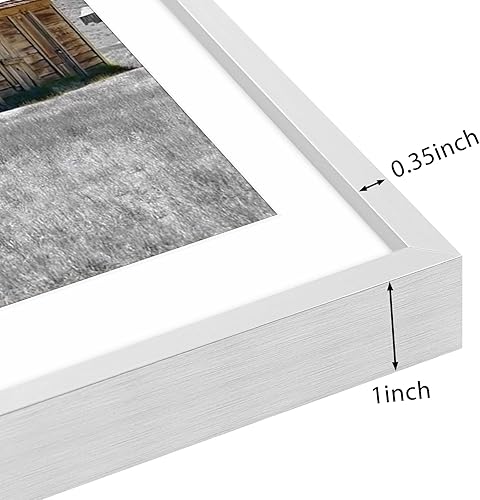 Vista 391 de Golden State Art - Marco de fotos de aluminio satinado clásico de 8 x 10 con alfombrilla de color marfil para fotos de 5 x 7 y cristal real, Dorado