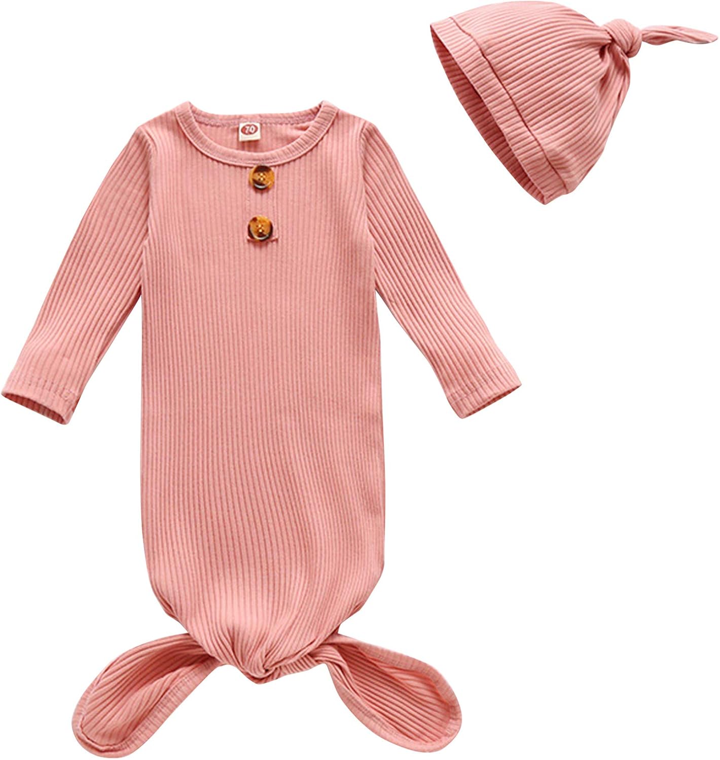 Newborn Baby Nightgown Coming Home Outfits Long Sleeve Sleeping Bags Pajama Set Swaddle Blanket Sleepwear