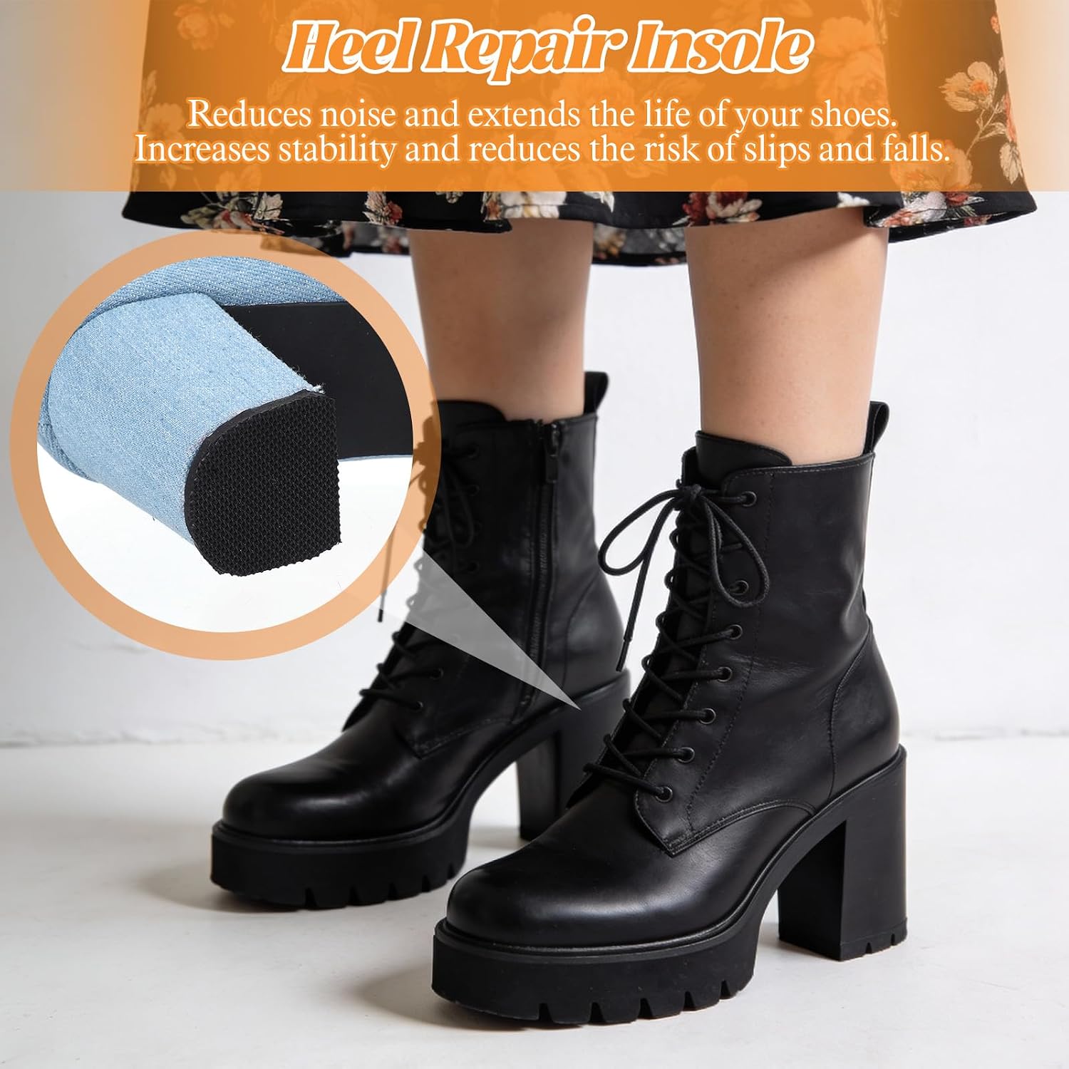 Shoe Heel Repair Rubber Pads, 3mm Thick, Anti-Slip Boot Heel Replacements, Shoe Repair Rubber Heels Replacement for Men’s & Women’s Shoes (3 Colors, 3 Pairs)