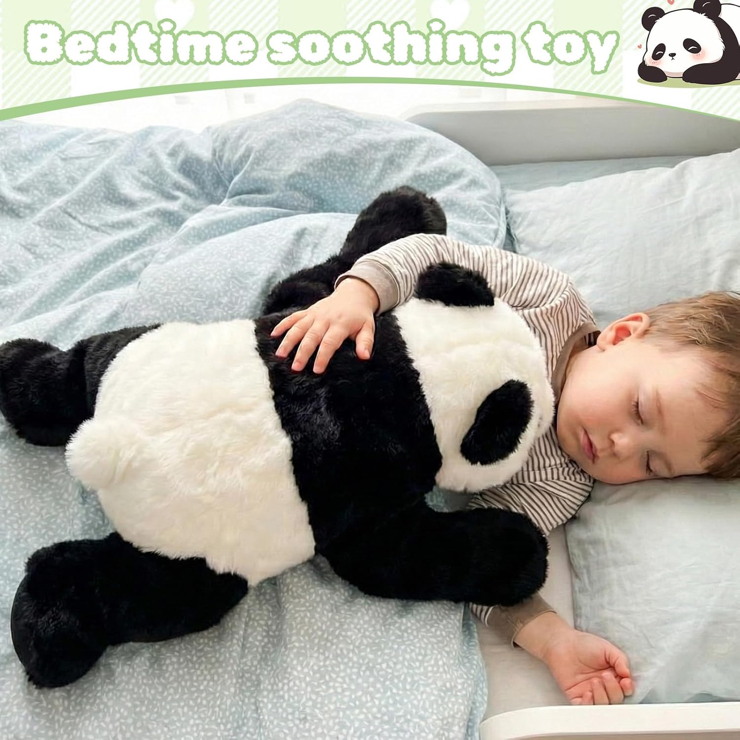 17.7" Panda Plush Toy – Soft Weighted Panda Stuffed Animal with Draping Arms, Cute Bear Plushie for Kids & Adults, Big Stuffed Pillow for Bedroom & Sofa