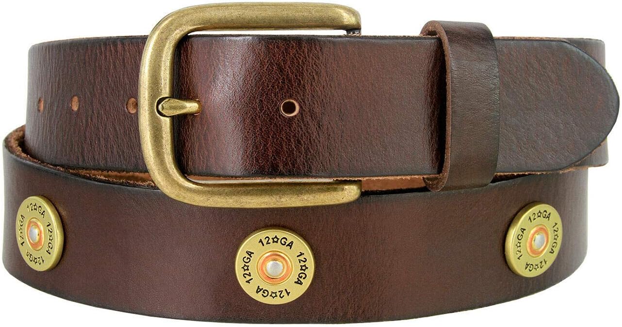 Shotgun Shell Concho Genuine Casual Jean Leather Belt 1-1/2"(38mm) wide