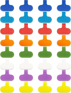 32 Pcs Cable Labels, Multi-Color Write On Cord Label, Wire Labels, Cable Tags, Wire Tags for Electronics, Computers Cable Management and Identification, Assorted Colors, 1.2" x 0.63"