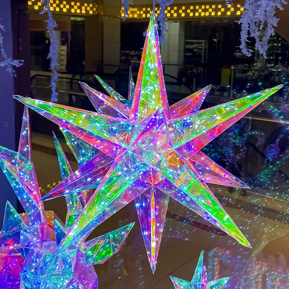 AVCULT Weihnachtslicht Starburst, LED Lichterkette Sterne Für Weihnachten Innen Fenster Weihnachtsbeleuchtung Außen Dekoration Für Weihnachten Außen Innen Party Hochzeit (Color : 60cm)