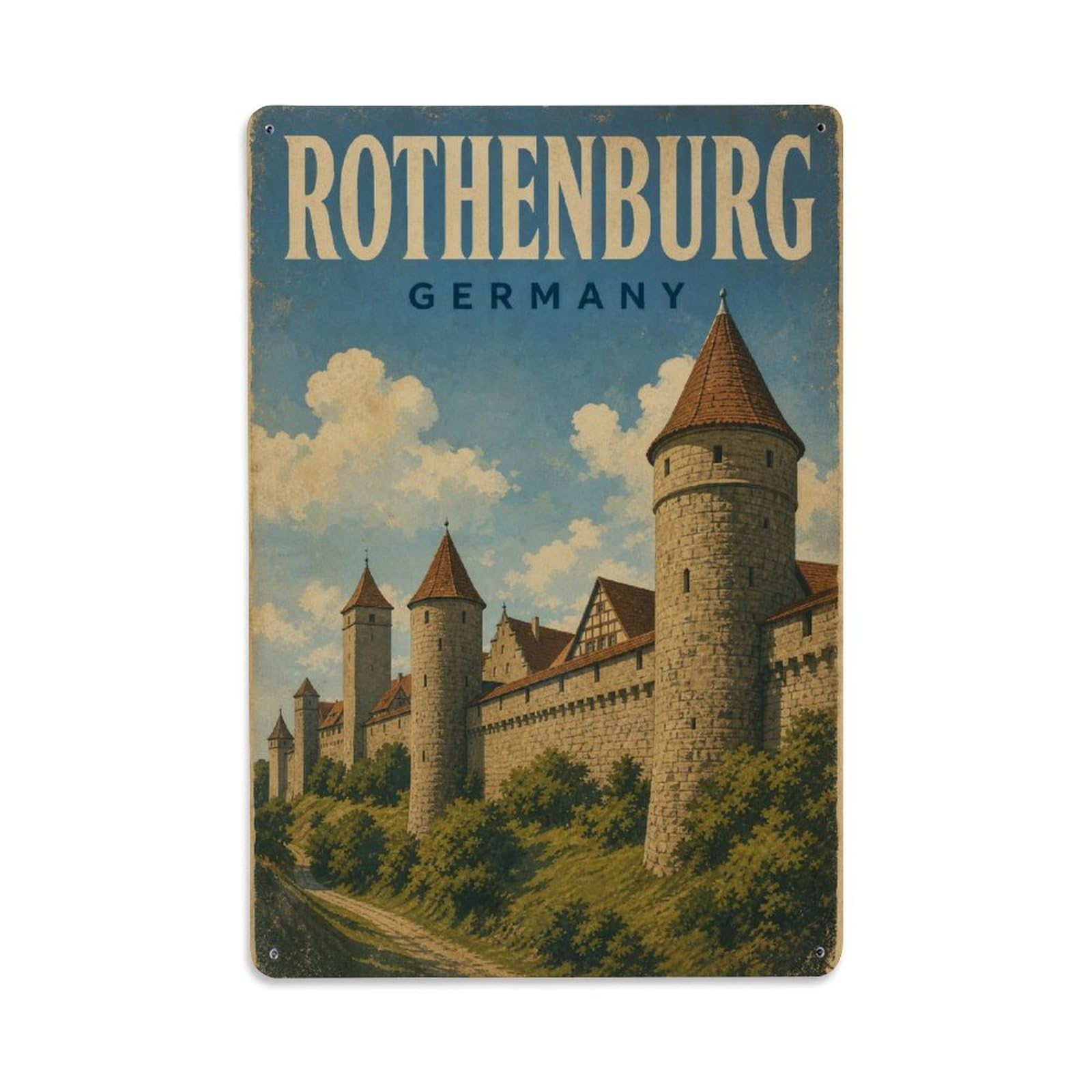 Retro Travel Germany Rothenburg Metal Tin Sign