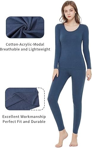 Miniatura 3 de Ropa interior térmica para mujer Térmicas largas Johns Set cuello redondo capa base ligera suave