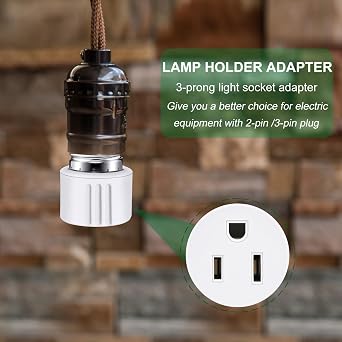 Outlet Light Socket Adapter,Screw in Outlet Socket,E26 Light Bulb to Outlet Socket Converter,Light Bulb Plug Adapter for Porch Light Socket,Camera,Garage Light (2)