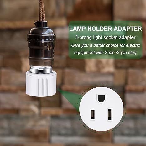 Outlet Light Socket Adapter,Screw in Outlet Socket,E26 Light Bulb to Outlet Socket Converter,Light Bulb Plug Adapter for Porch Light Socket,Camera,Garage Light (2)