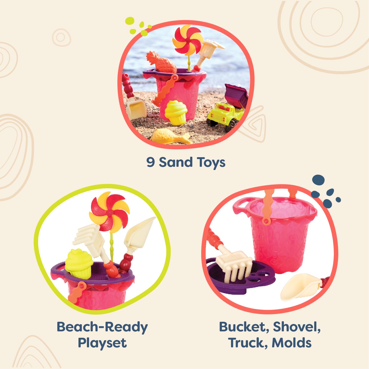 B. toys - 44211 - jouets de plage - sands ahoy mango - multicolore