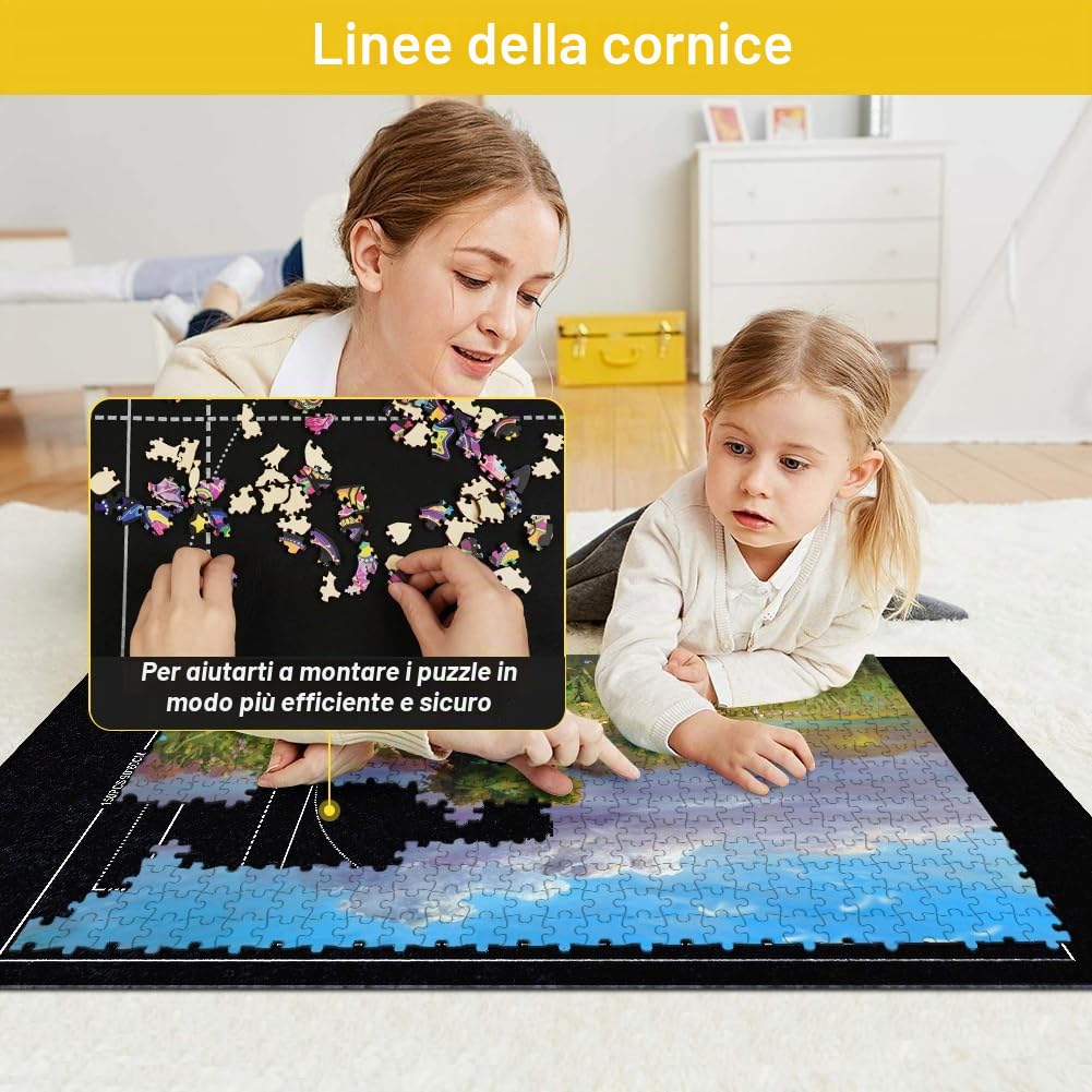 Tappeto Puzzle 1500 Pz Antiscivolo Arrotolabile Roll Mat Nero