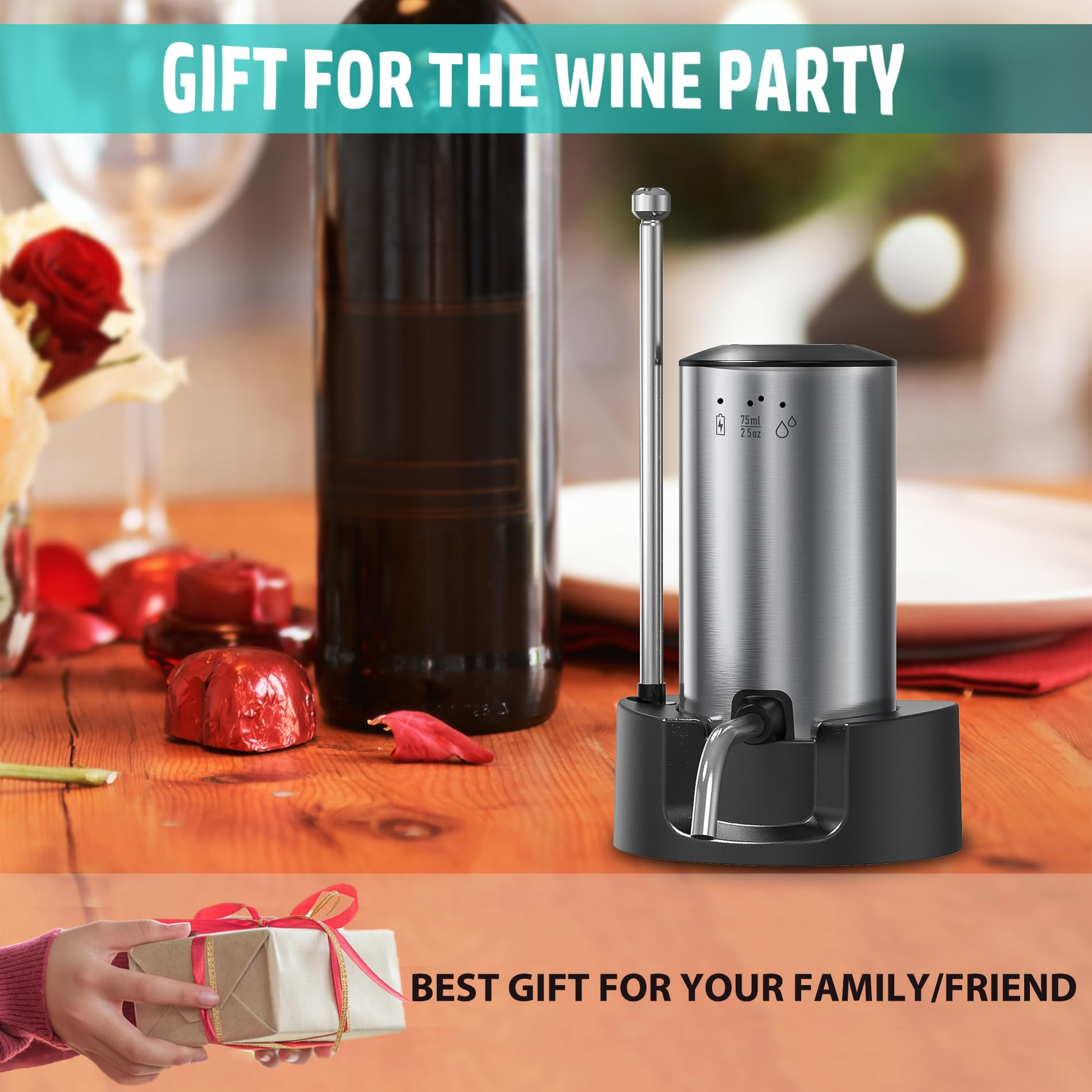 Aireador de vino eléctrico/Vertedor con control de porción